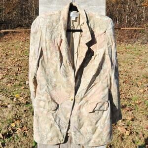 Liz Claiborne Textured Neutral Blazer Jacket Size 8 Vintage Style Lightweight